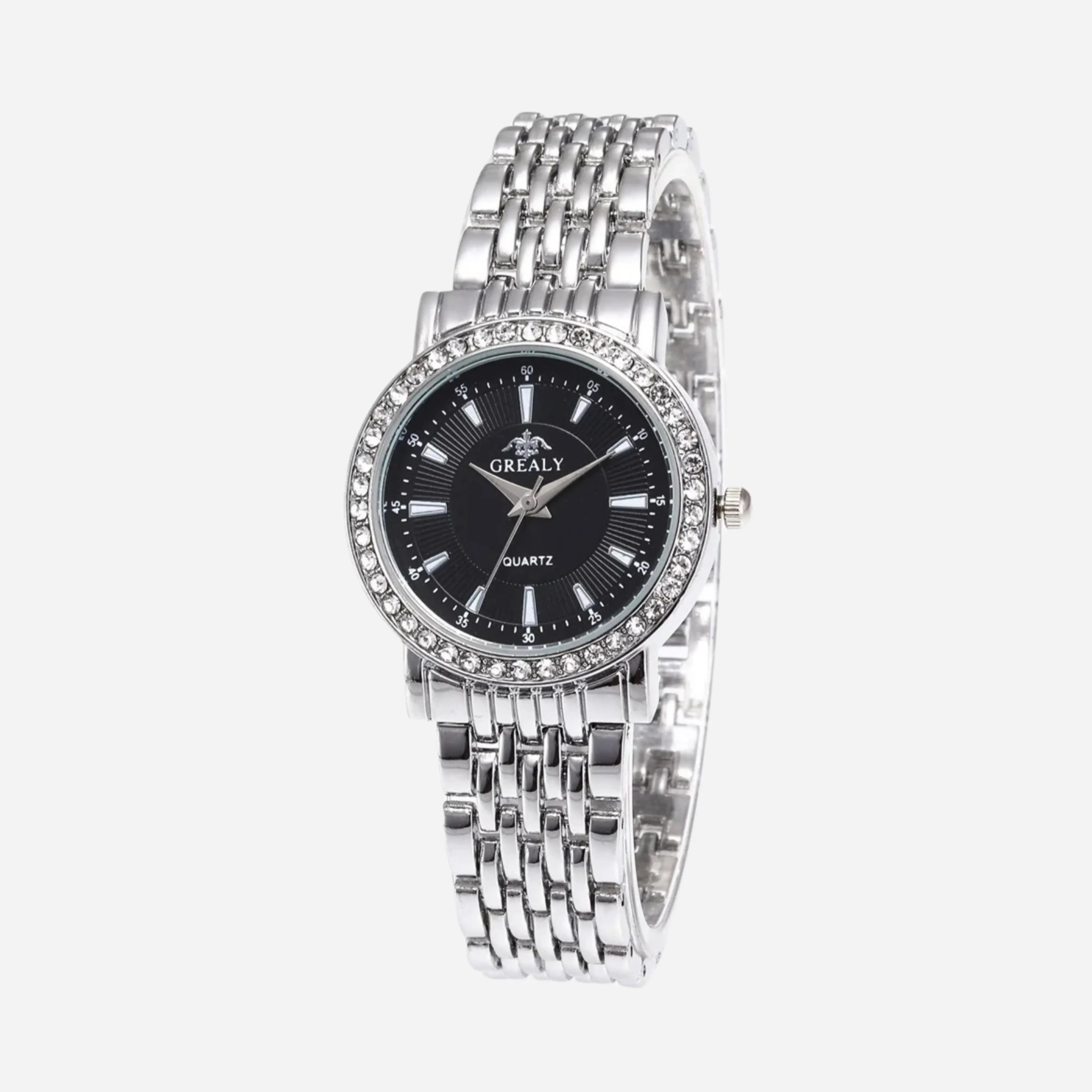 Montre femme à quartz avec bracelet maille métallique