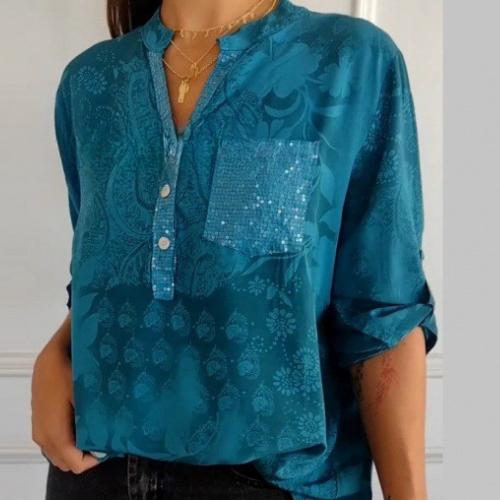 Chemise Satin Fluide Motif Élégant Coupe Décontractée