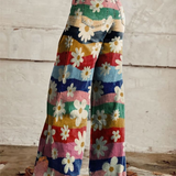 Pantalon Large à Imprimé Floral Patchwork