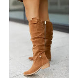 Bottes Hautes Plissées Élégantes Style Tendance