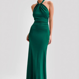 Robe Longue Dos Nu Halter Drapée Élégance