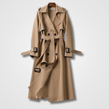 Trench Coat Long Ceinturé Coupe Classique Élégance Intemporelle