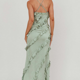 Robe Longue Volants Cascade Élégance Romantique