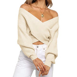 Pull Croisé Épaules Dénudées Maille Douce Élégance Chic