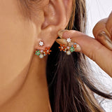 Boucles d'oreilles fleur femme double superposition