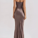 Robe longue bustier drapée pour femme
