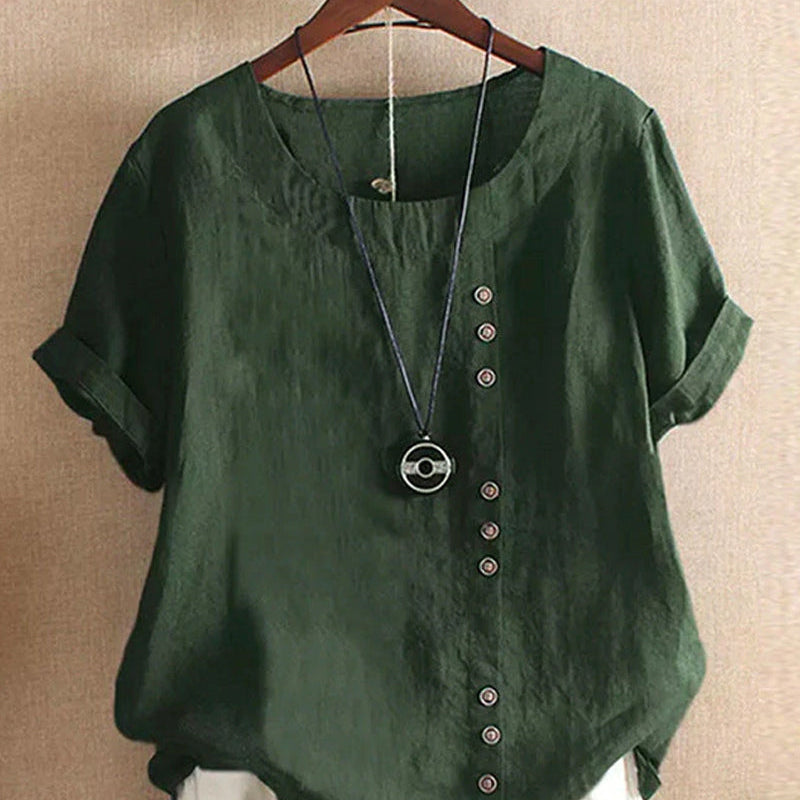 Blouse Lin Femme Boutonnée – Haut Été Léger et Élégant