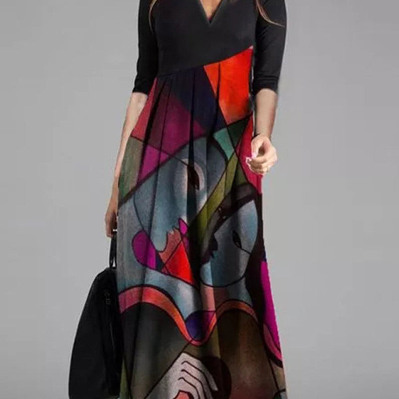 Robe Longue Artistique Fluide Élégance Moderne