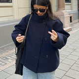 Manteau Femme Court Élégant Double Boutonnage