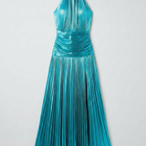 Robe Longue Plissée à Col Halter