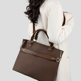 Sac cabas en cuir structuré à bandoulière amovible