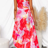Robe Femme Longue Fleurie Asymétrique Élégante