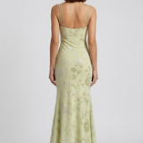 Robe Midi Fleurie Satinée à Bretelles Raffinées