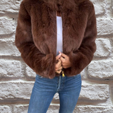 Veste d'automne femme à col haut zippée