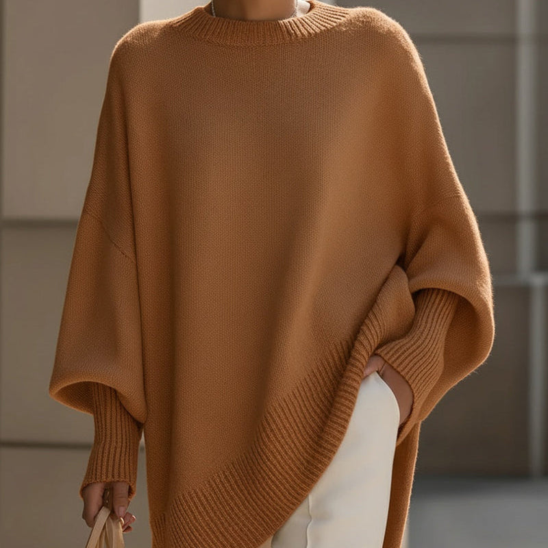 Pull femme oversize col rond manches longues