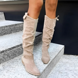 Bottes Automnes En Daim Camelles Femme