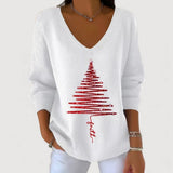 Pull à Col V avec Motif Sapin