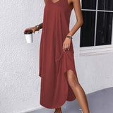 Robe Longue Décontractée Bretelles Larges Coupe Ample Été Chic