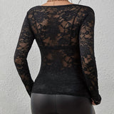 Body Dentelle Col V Élégant Coupe Ajustée Chic