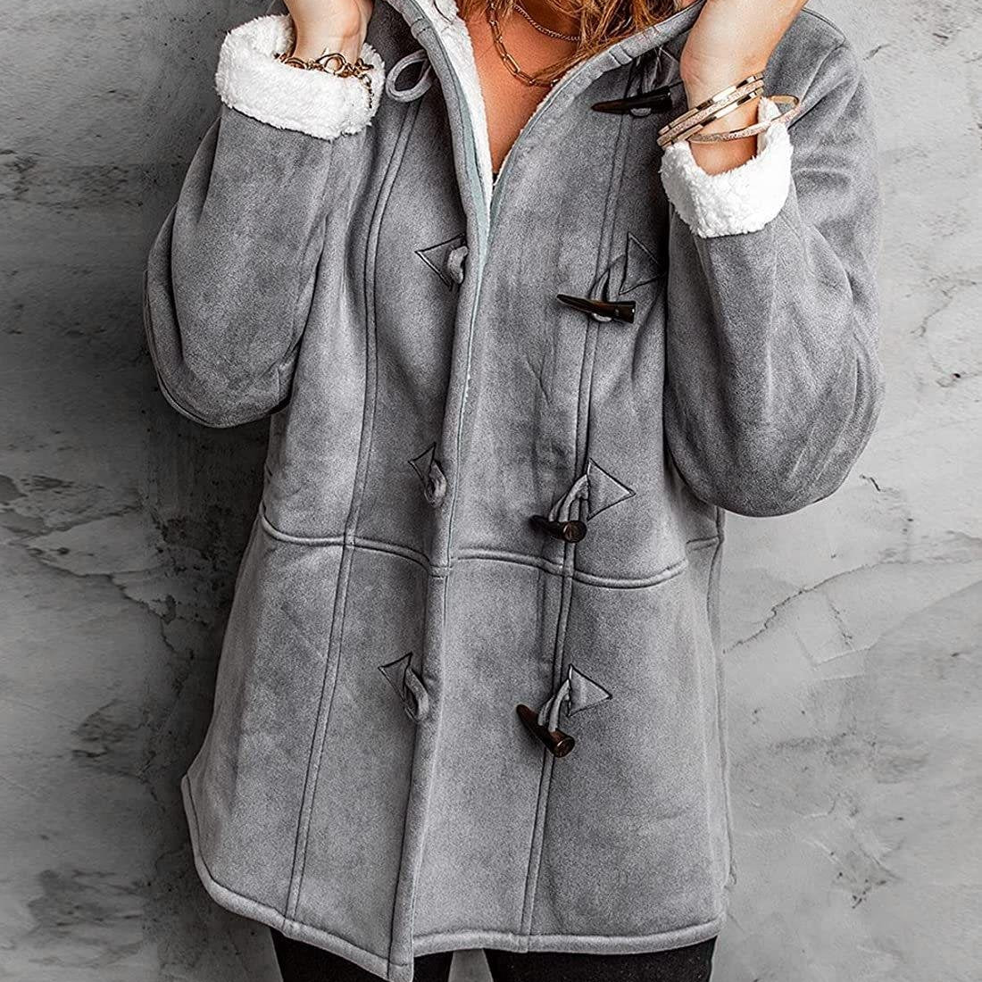 Manteau Polaire Capuche Boutonné Chaud Confort Hiver