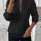 Pull Femme Zippé Col Rond Texturé
