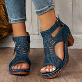 Sandales Découpées à Talon Style Bohème