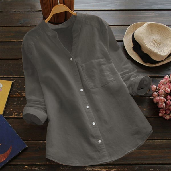 Chemisier Femme Coton Boutonné – Blouse Élégante et Légère