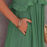 Robe Longue Femme Sans Manches à Volants