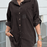Chemise Décontractée Manches Retroussables Confort Élégance Urbaine