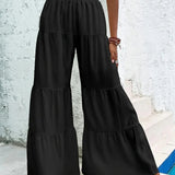 Pantalon Volants Large Fluide Style Bohème Élégant