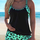 Tankini Femme Deux Pièces à Motif Léopard