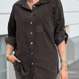 Chemise Décontractée Manches Retroussables Confort Élégance Urbaine