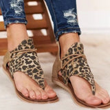 Sandales Plates Croisées Motif Animalier