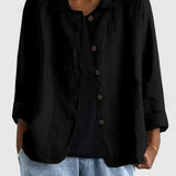 Veste Ample Boutonnée à Manches Trois-Quarts