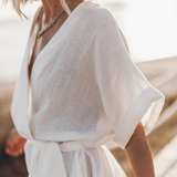 Robe Courte Col V Fluide Taille Cintrée Élégance Légère