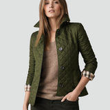 Veste matelassée femme à col pointu boutonnée