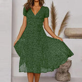 Robe Midi Fleurie à Col V