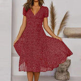 Robe Midi Fleurie à Col V