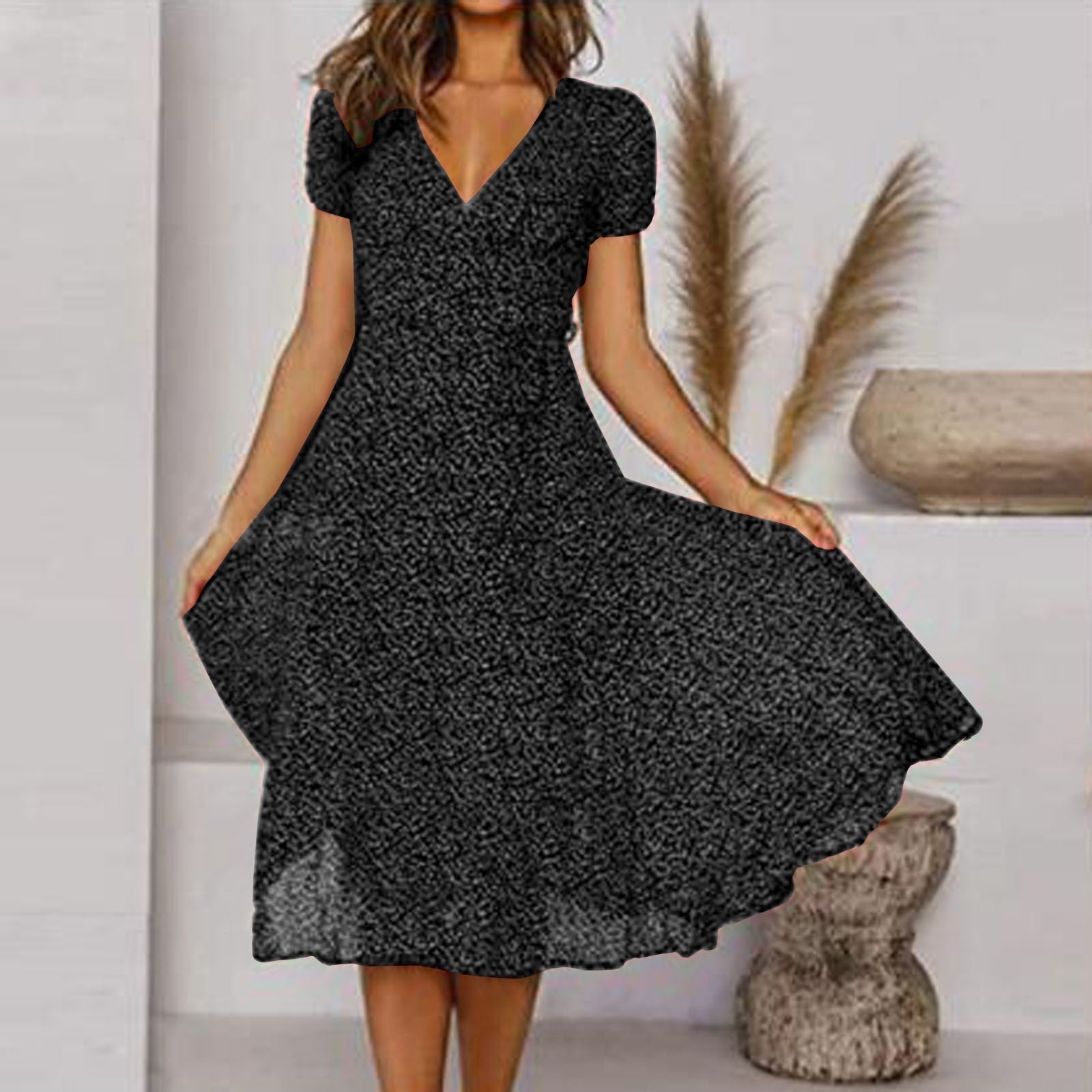 Robe Midi Fleurie à Col V
