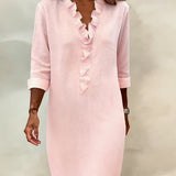 Robe Printemps En Coton Bleue Marine Femme