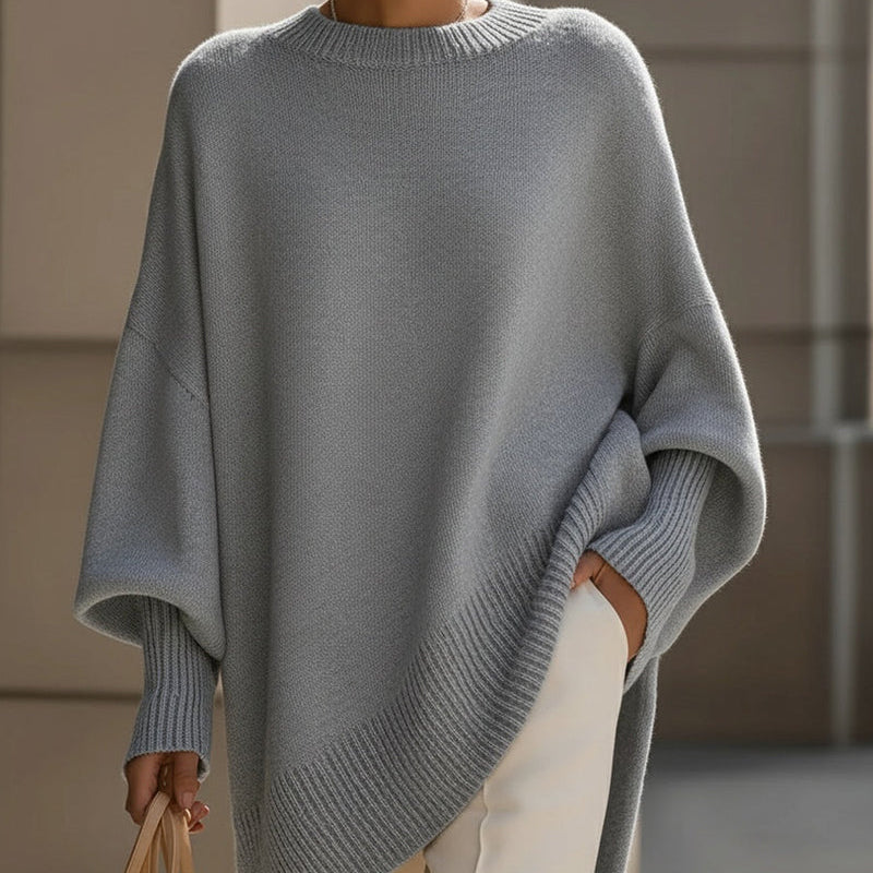 Pull femme oversize col rond manches longues
