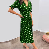 Robe Midi Femme Fleurie à Col V Boutonnée