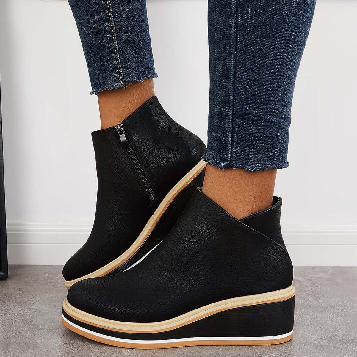 Bottines Compensées Minimalistes Confort Quotidien