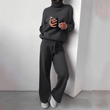 Ensemble Femme Pull Col Roulé et Pantalon Jogging Confort