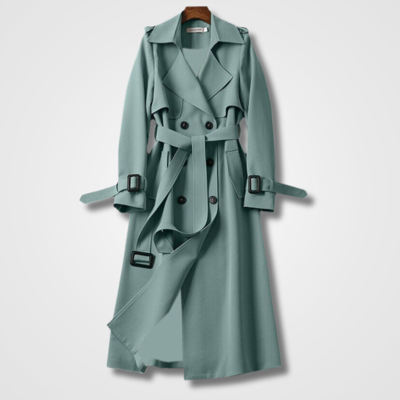 Trench Coat Long Ceinturé Coupe Classique Élégance Intemporelle