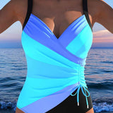 Maillot de Bain Femme Une Pièce à Col V Croisé