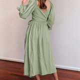 Robe Midi à Col V et Taille Nouée