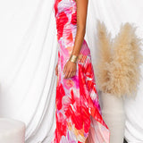 Robe Femme Longue Fleurie Asymétrique Élégante