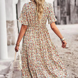 Robe Midi Bohème Fleurie Coupe Évasée Été Chic