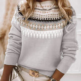 Pull en maille Fair Isle col montant pour femme